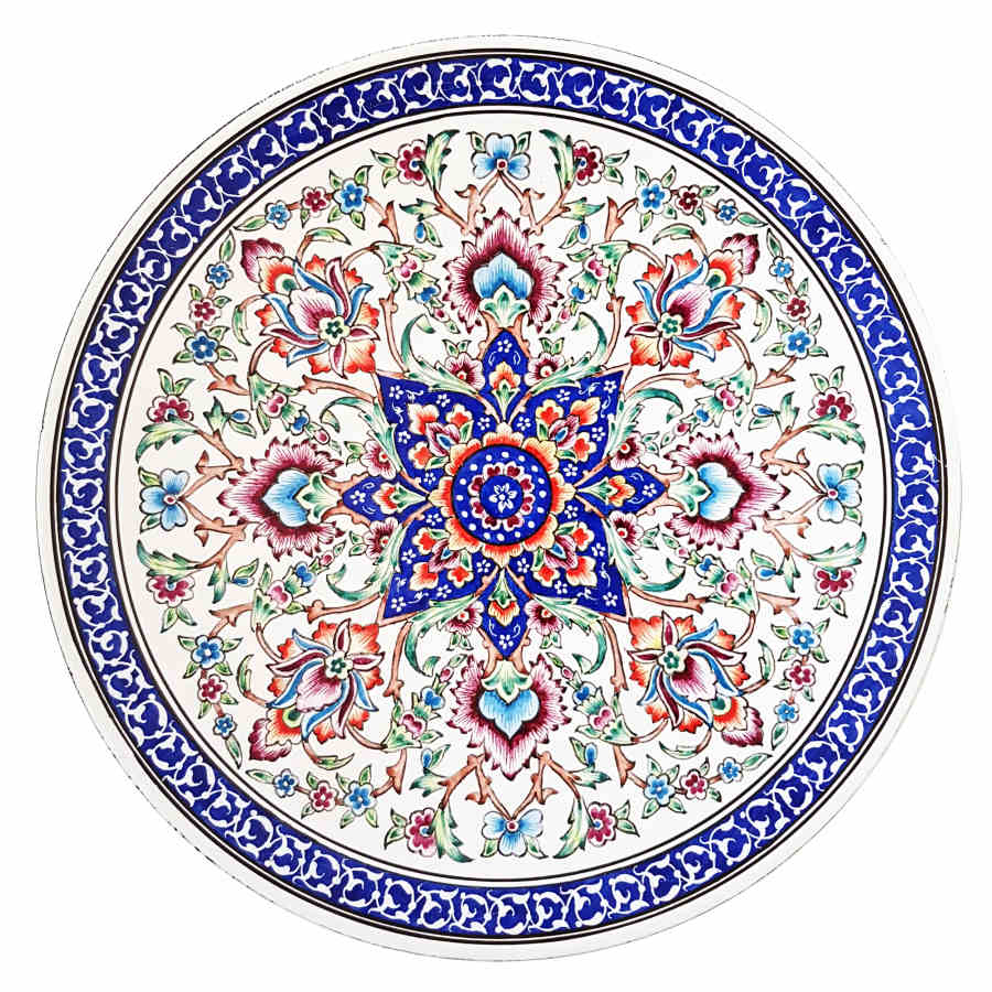بشقاب مسی تزئینی نقاشی شده با دست با میناکاری ایرانی سحر