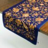 رومیزی مخمل آبی طرح ایرانی طرح حنا
