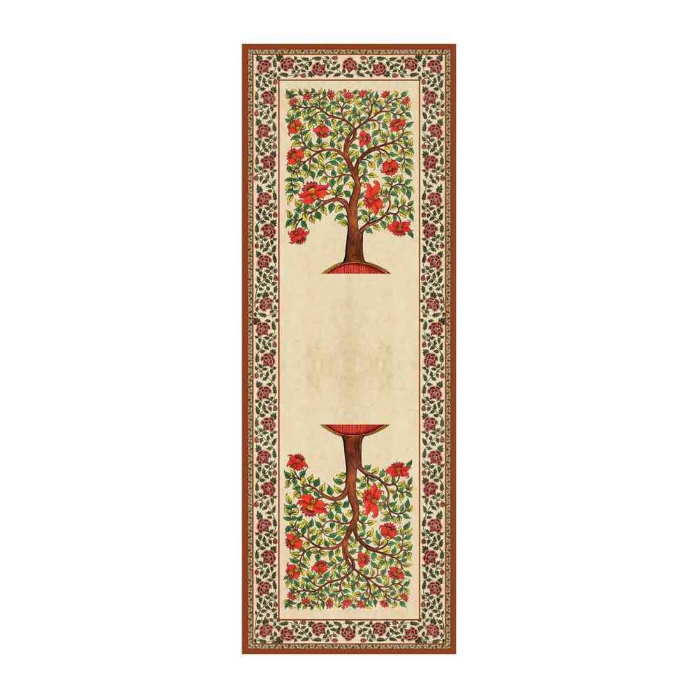 رومیزی مخمل کرم طرح پرشین الگانت مدل خوشه