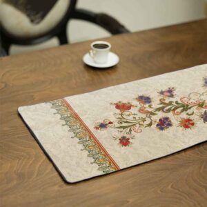 رومیزی مخمل کرم طرح پرشین الگانت مدل افروز