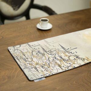 رومیزی مخمل کرم ایرانی مدل خوشنویسی