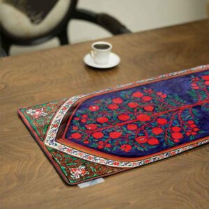 رومیزی مخمل قرمز طرح بهشت