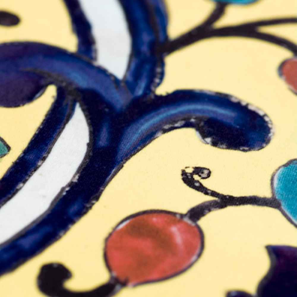 رومیزی مخمل زرد طرح ایرانی طرح راحیل
