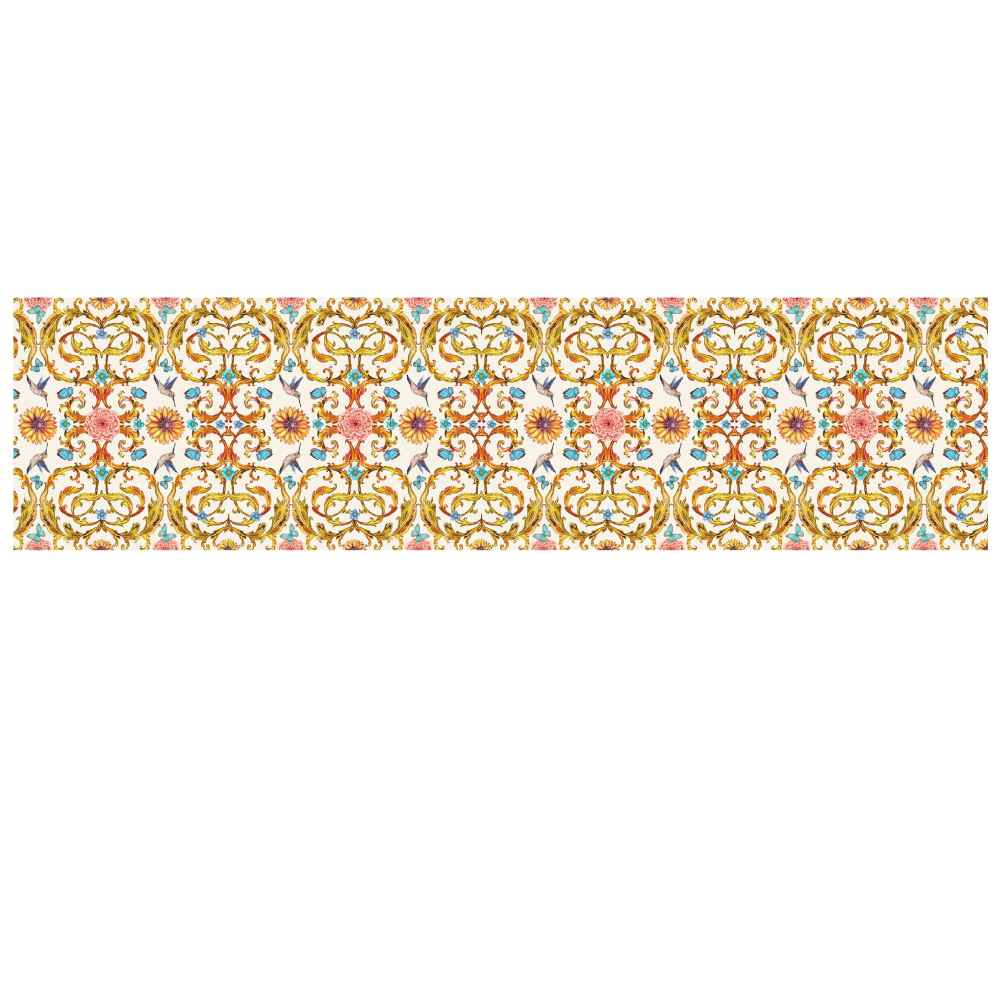 رومیزی مخمل زرد طرح ایرانی الگانت زرین