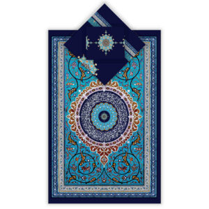 سجاده مخمل طرح اسلیمی آبی سبک