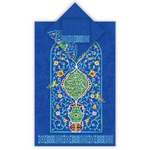 تشک نماز اسلامی مخمل سجاده محراب آبی سبک