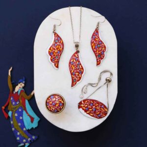 سرویس جواهرات میناکاری ایرانی مدل ترنج
