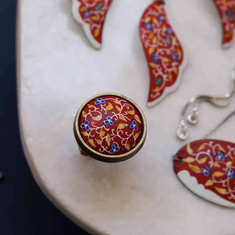 سرویس جواهرات میناکاری ایرانی مدل ترنج