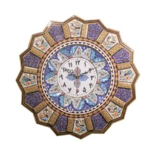 ساعت دیواری چوبی دست‌ساز ایرانی – هنر خاتم‌کاری، آسیه