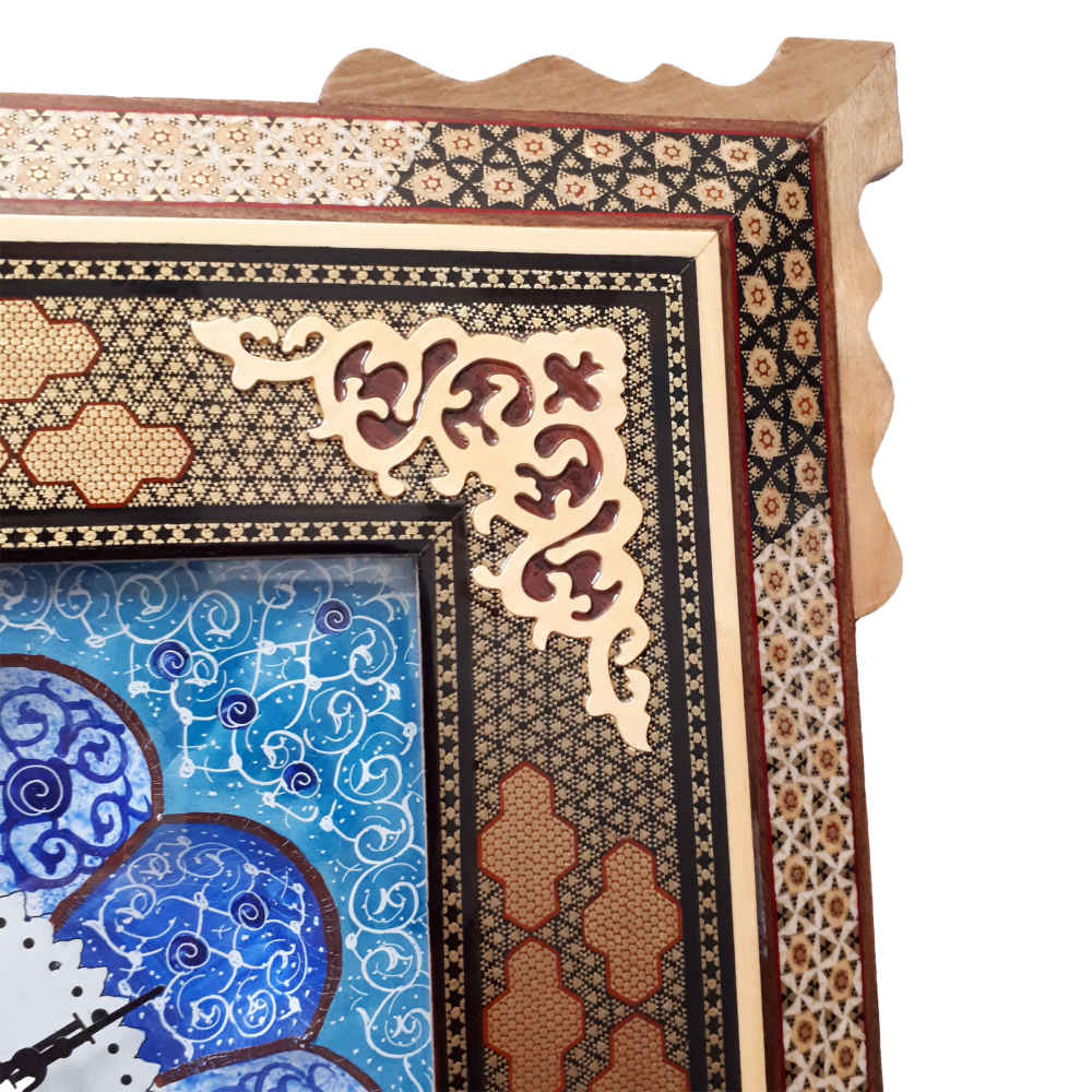 ساعت دیواری چوبی دستساز ایرانی – هنر خاتمکاری، بینا