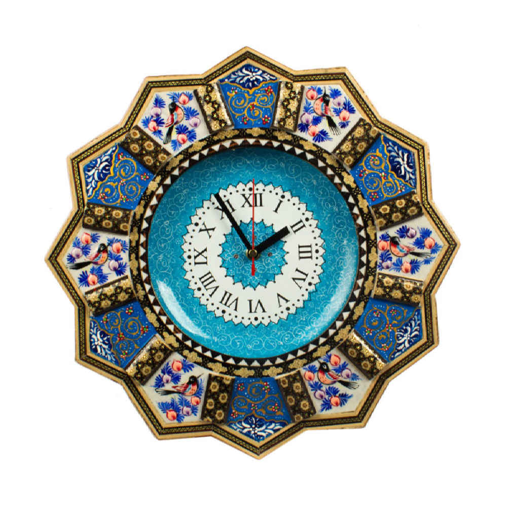 ساعت دیواری چوبی دستساز ایرانی – هنر خاتمکاری، الناز