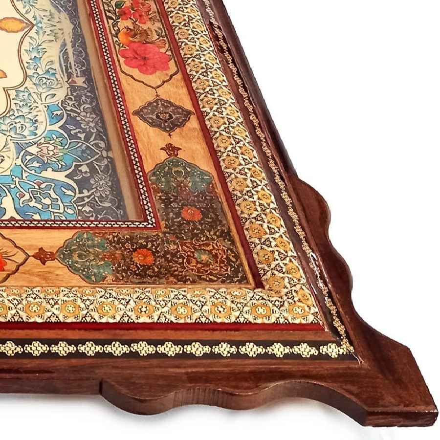 ساعت دیواری چوبی ایرانی دست ساز – هنر خیمه سازی خاتم، نقاشی