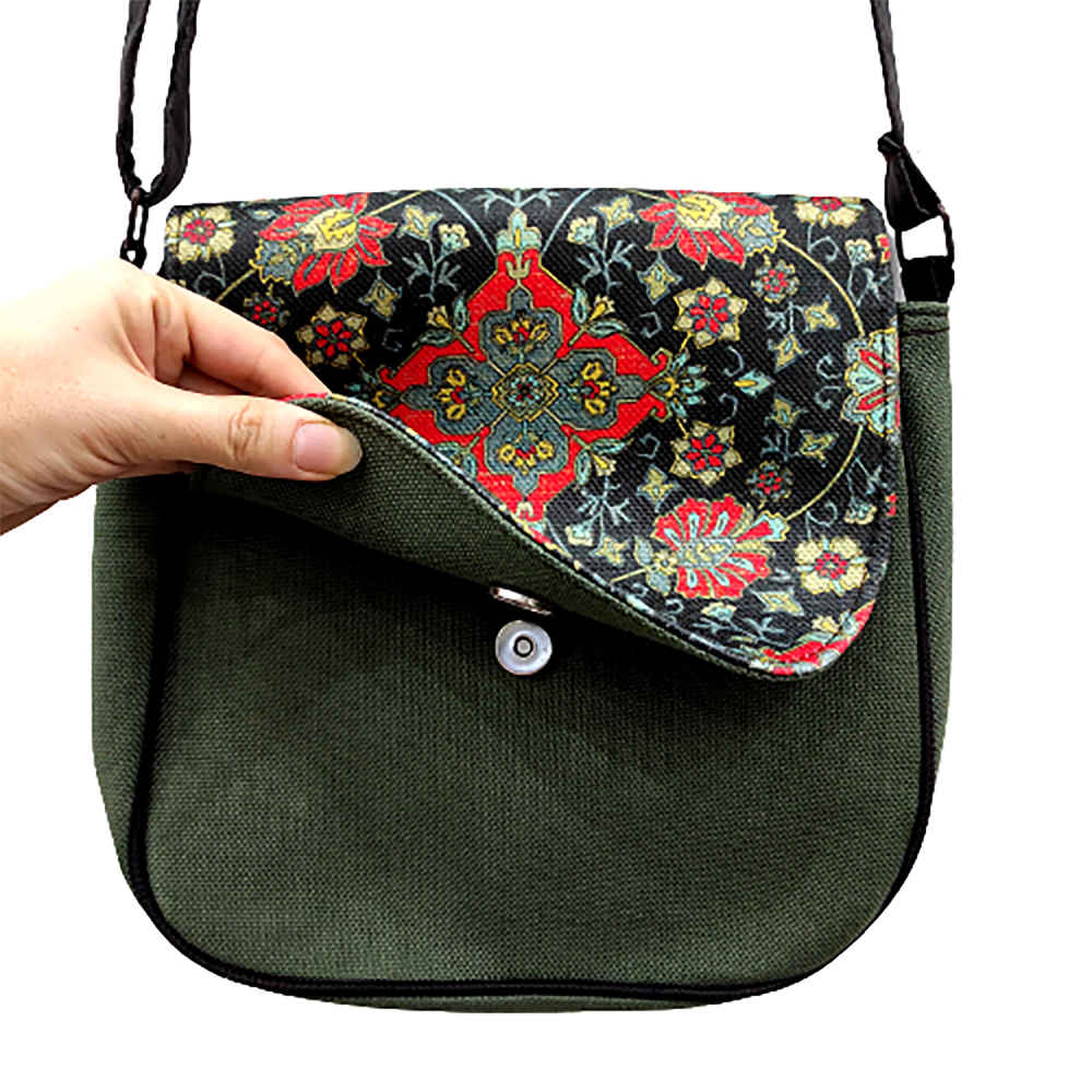 ست کیف رودوشی و شال مدل Crossbody بوهمی با طرح اسلیمی