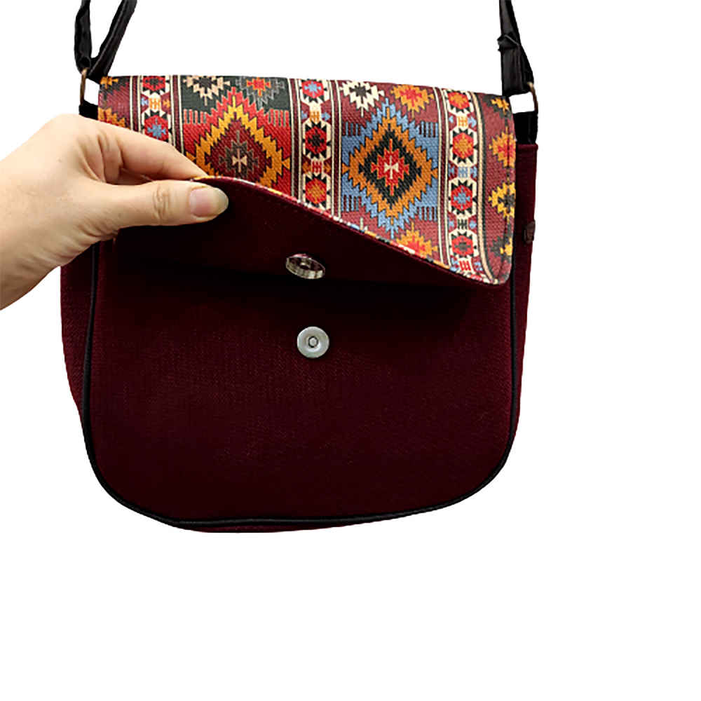 ست کیف رودوشی و شال مدل کراس بادی بوهمی با طرح سنتی