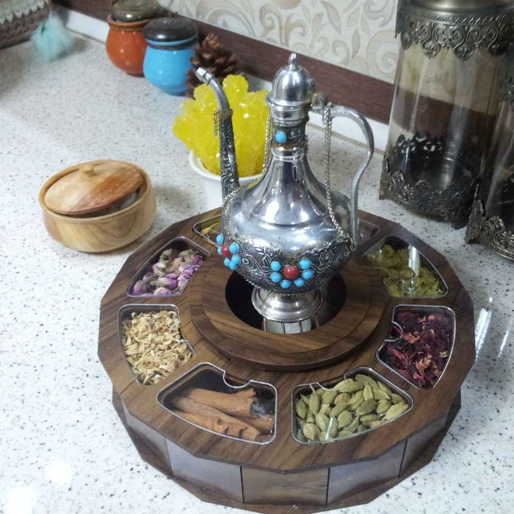 جعبه چای چوبی به سبک مهرسا (Mehrsa) با وارمر مدمج