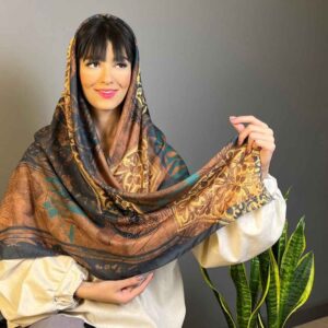 روسری طرح هنری ایرانی زنانه – طرح لوکس و پر جنب و جوش جام