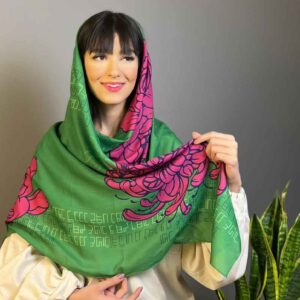 روسری طرح هنری ایرانی زنانه – طرح لوکس و پر جنب و جوش جاودان