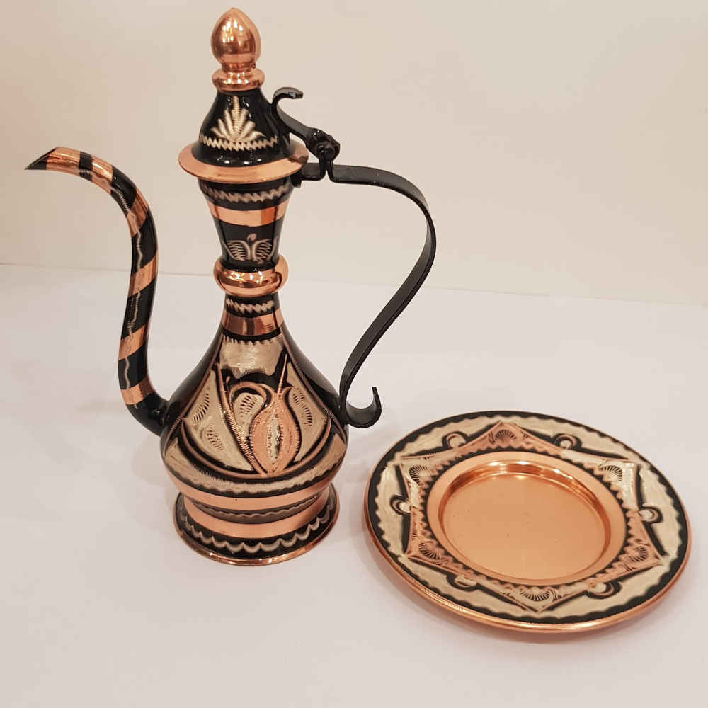 ست گلاب پاش و بشقاب مسی ایرانی