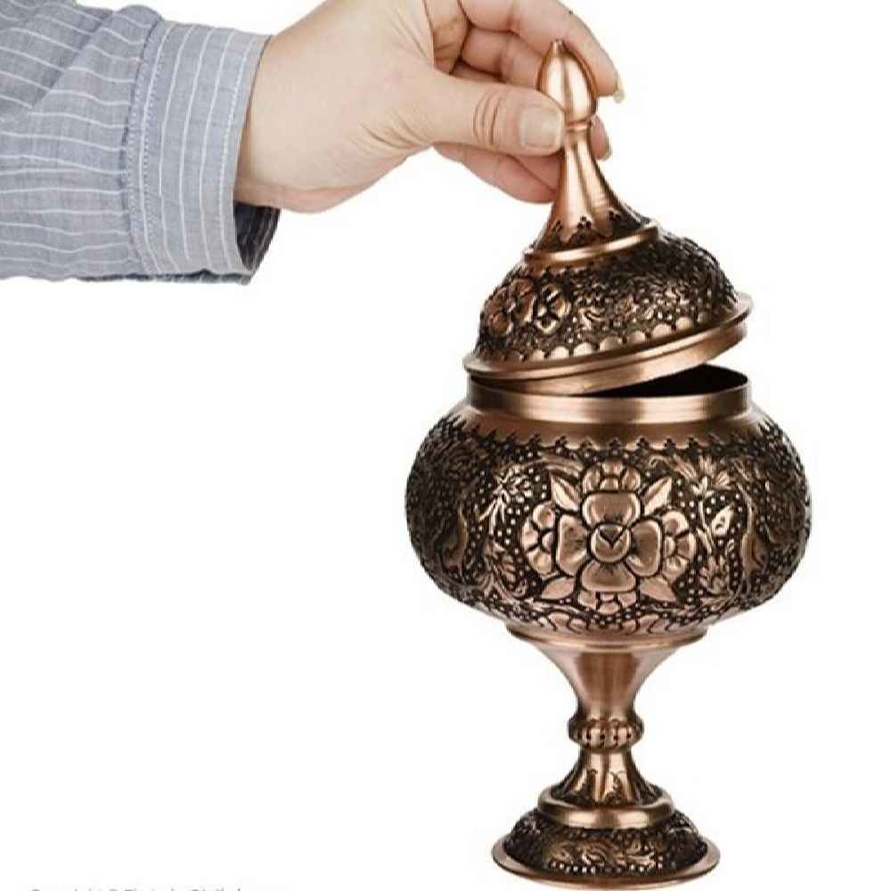 قندان مسی قلمزنی شده دست ساز ایرانی رها