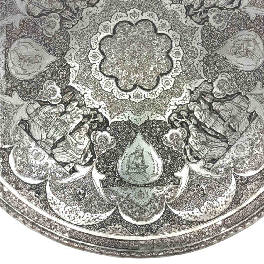 سینی مسی تزئینی با تذهیب دستی ایرانی