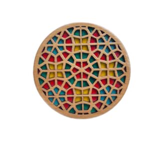 زیرلیوانی چوبی هندسی با طرح رنگارنگ (۲ عدد)