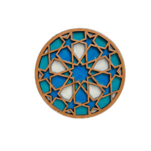 زیرلیوانی چوبی هندسی با طرح دریا (۲ عدد)