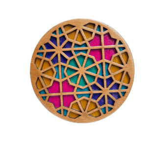 زیرلیوانی چوبی هندسی با طرح سارا (۲ عدد)
