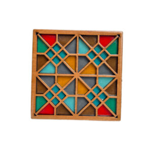 زیرلیوانی چوبی هندسی با طرح سرو (۲ عدد)