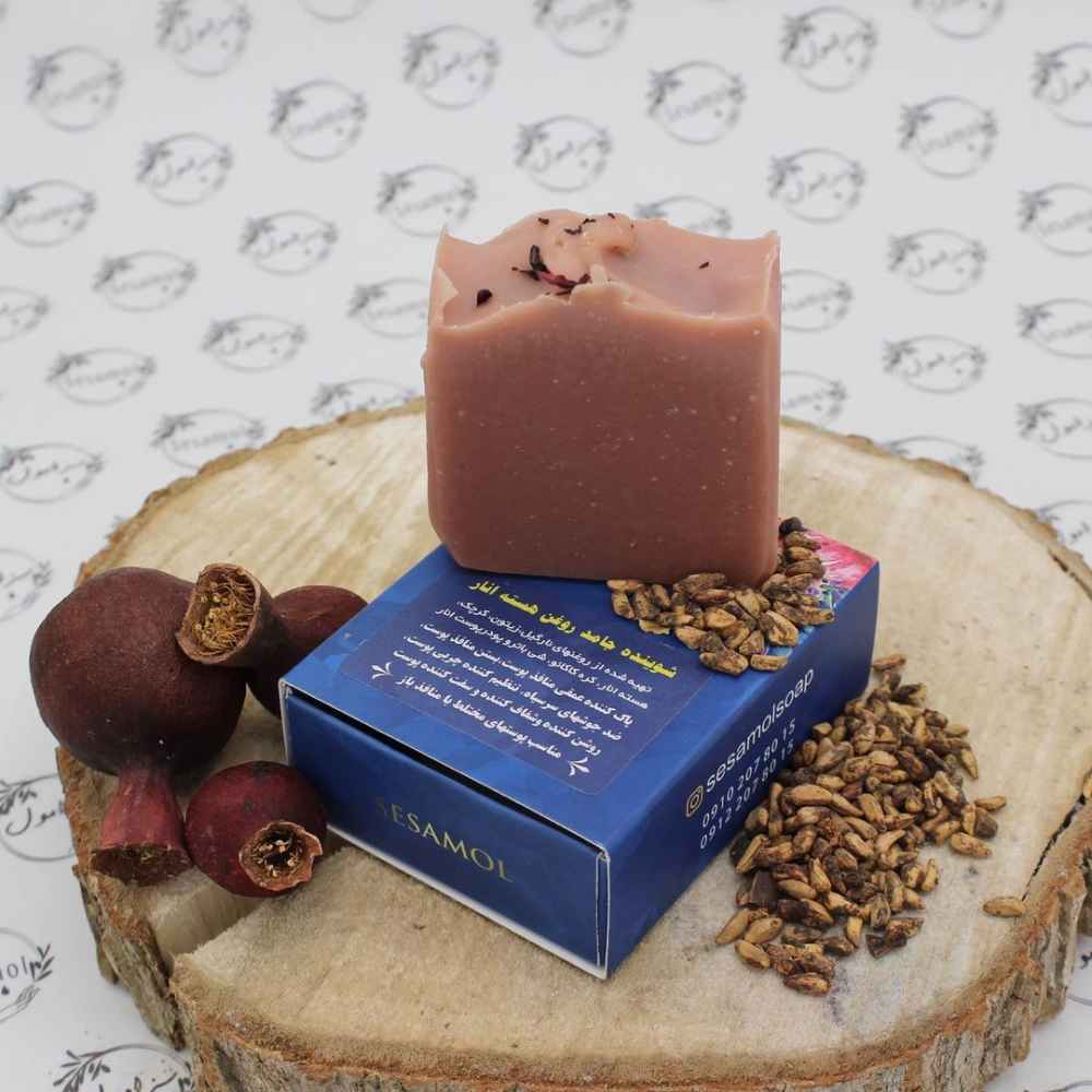 صابون طبیعی برای پوست چرب با روغن هسته انار (6 عدد)