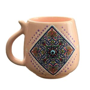 ماگ سرامیکی هنری دست‌ساز – طرح نقطه‌چین، مدل طاها