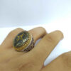 انگشتر نقره اسلامی طرح هماتیت با نگین حدید برای آقایان با سنگ ختایی