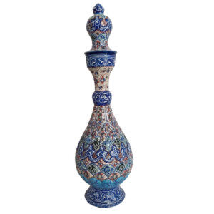 بطری مسی تزئینی میناکاری ایرانی طرح اسلیمی