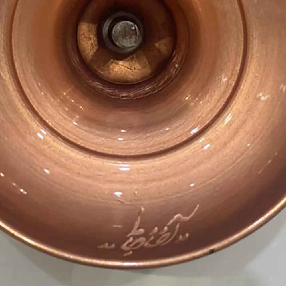 بطری مسی تزئینی فیروزه کوبی شده با هنر دست ایرانی، براق