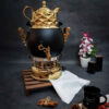 چای ساز سماور گازی با قوری طرح هندسی مدرن ۶ لیتری