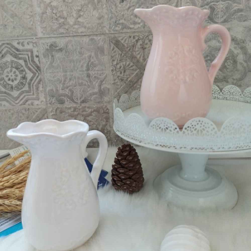 گلدان سفالی پارچ‌شکل تزئینی، مدل رز برای زیبایی کلاسیک روستیک