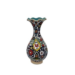 گلدان تزئینی نقاشی شده با دست با طرح گل میناکاری ایرانی