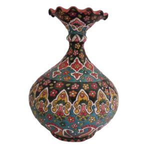 گلدان تزئینی نقاشی شده با دست با میناکاری ایرانی طرح لاله