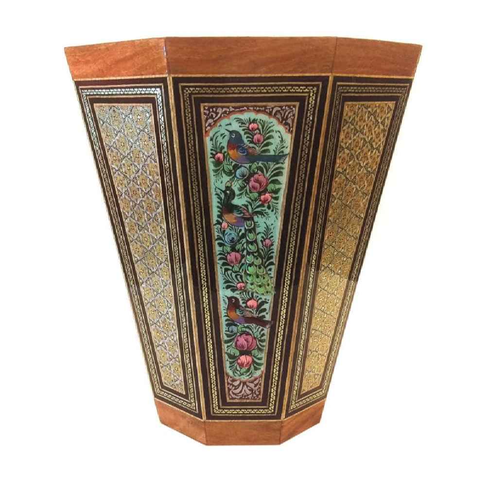 سبد ضایعات چوبی ایرانی – خاتمکاری به سبک گلستان
