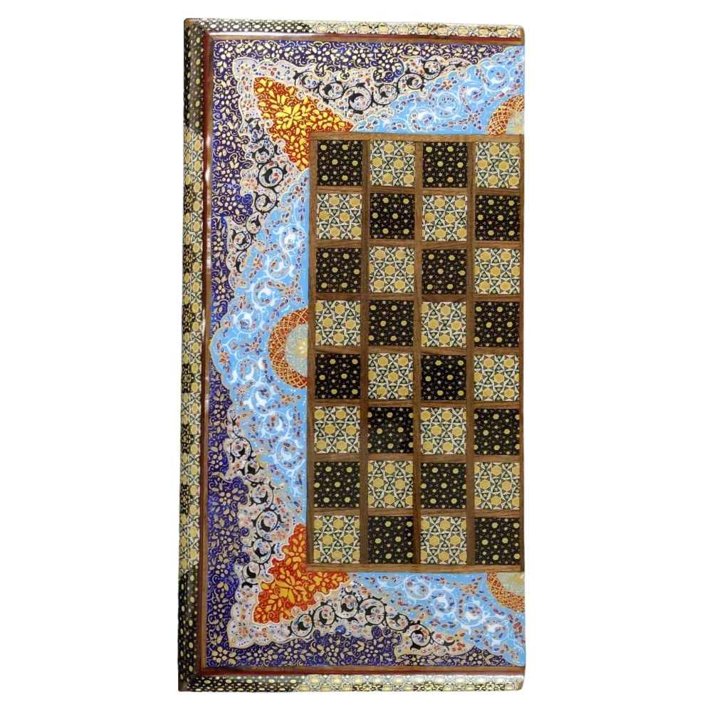 تخته شطرنج چوبی منبت کاری شده مدل صدف