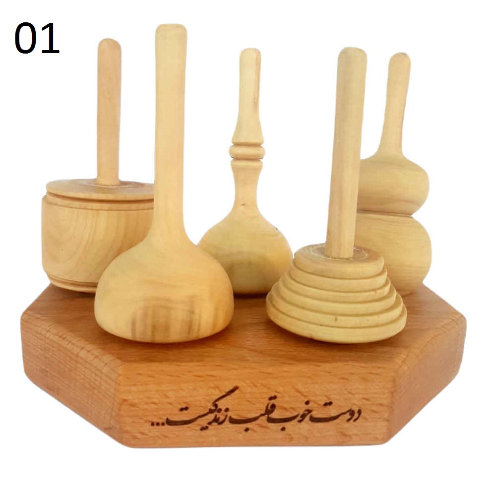 مجموعه ۵ تایی فرفره چوبی کلاسیک ایرانی – اسباببازیهای سنتی دستساز