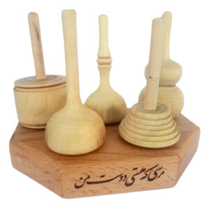 مجموعه ۵ تایی فرفره چوبی کلاسیک ایرانی – اسباب‌بازی‌های سنتی دست‌ساز