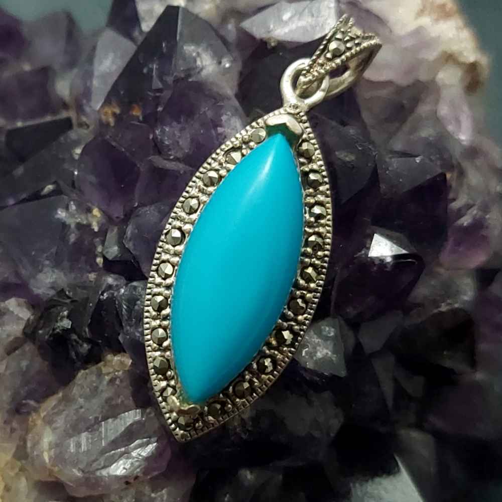 آویز نقره ایرانی با نگین فیروزه سمر