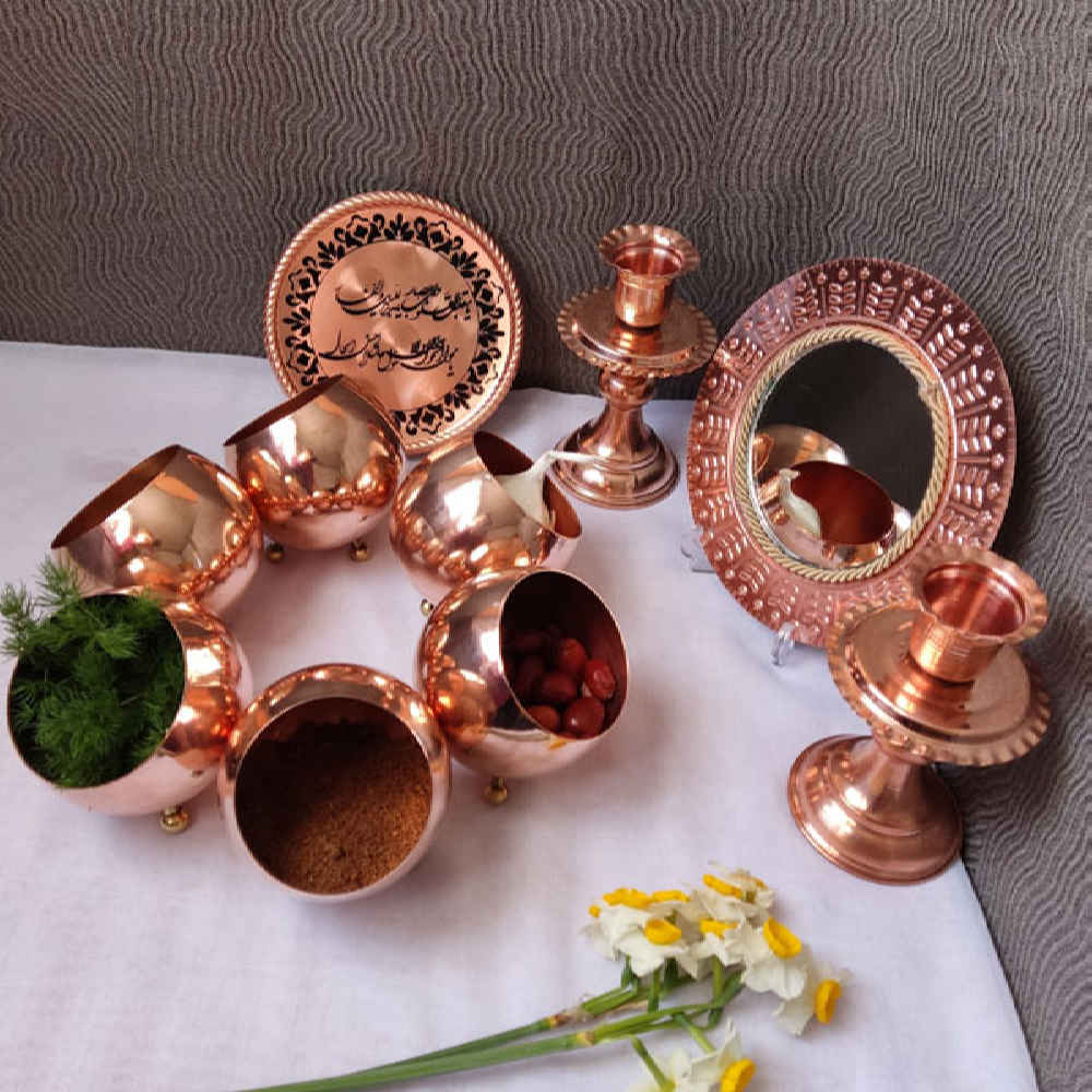ظروف هفت سین مسی آینه دار مناسب برای هاله عید نوروز