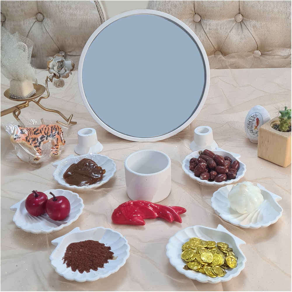 ظروف هفت سین آینه دار مناسب برای عید نوروز صدف