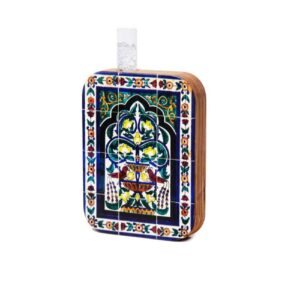 گلدان تراریوم چوبی تزئینی با طرح کاشی الهام گرفته از ایران