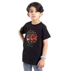 تی‌شرت اسلامی بچه‌گانه مشکی طرح خوشنویسی ابوالفضل العباس