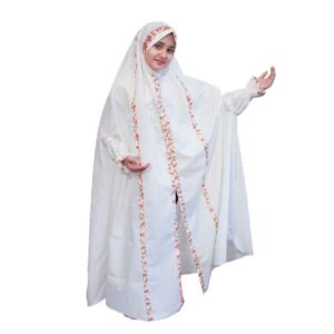 اسلیمی نماز چادر دخترانه سفید مدل بهاره