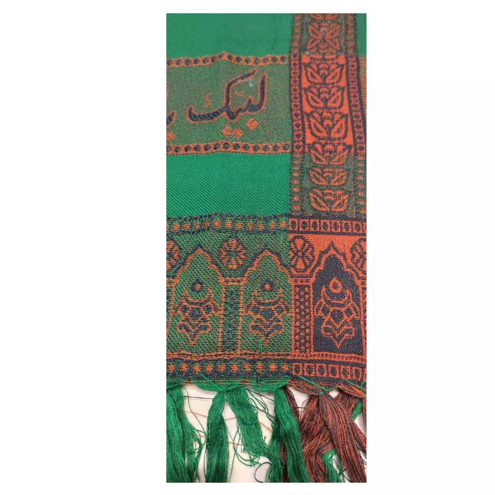 شال مردانه کشمیری سبز اسلامی – لبیک یا حسین