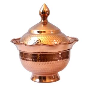 قندان مسی دست ساز ایرانی با سروین چکش کاری شده