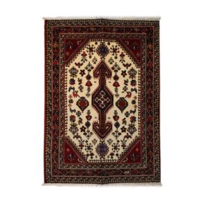 فرش دستباف آباده (طرح رویا) طرح ترنج گل‌دار – پشم قرمز